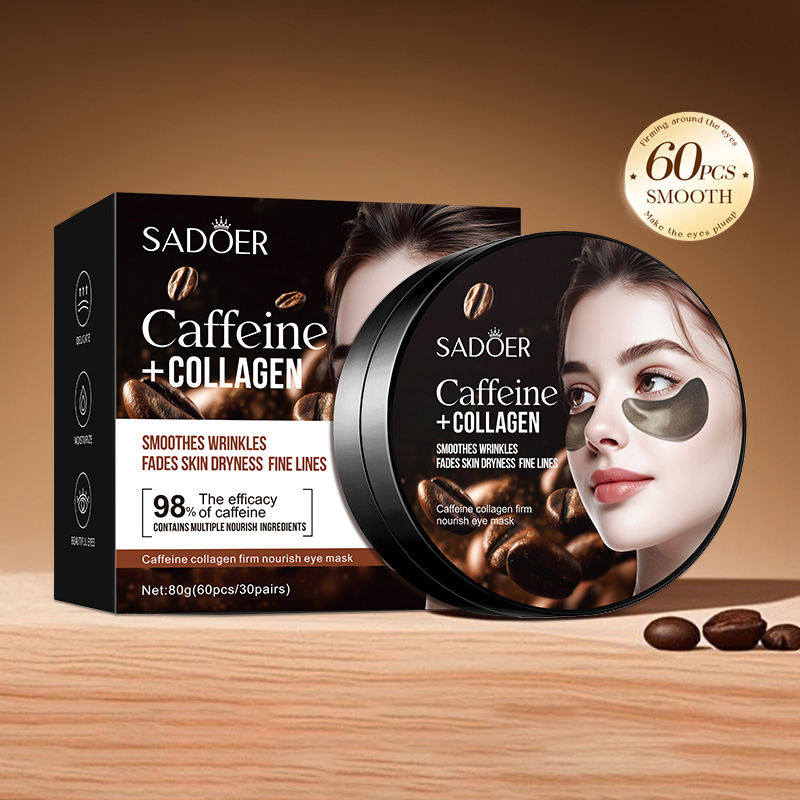 Collagen Under Eye Patches - 60 قطعة SADOER الكافيين كريستال الكولاجين