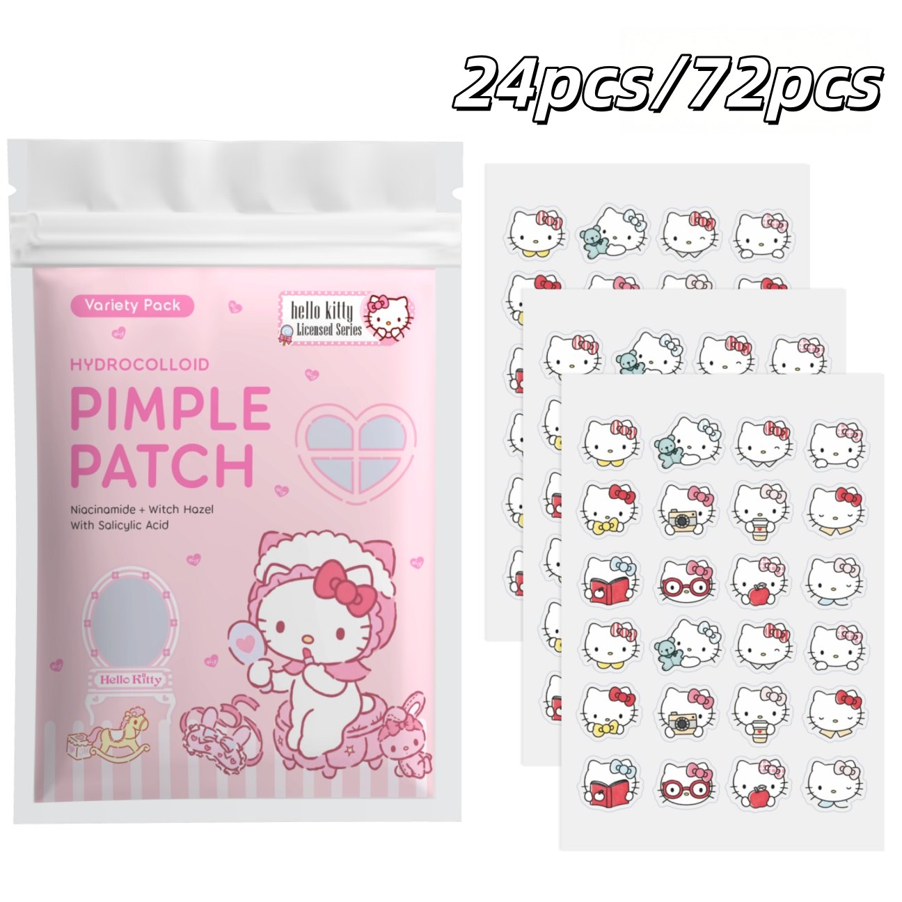 Hydrocolloid Pimple Patch - 24/72 قطعة من لاصقات هيلو كيتي