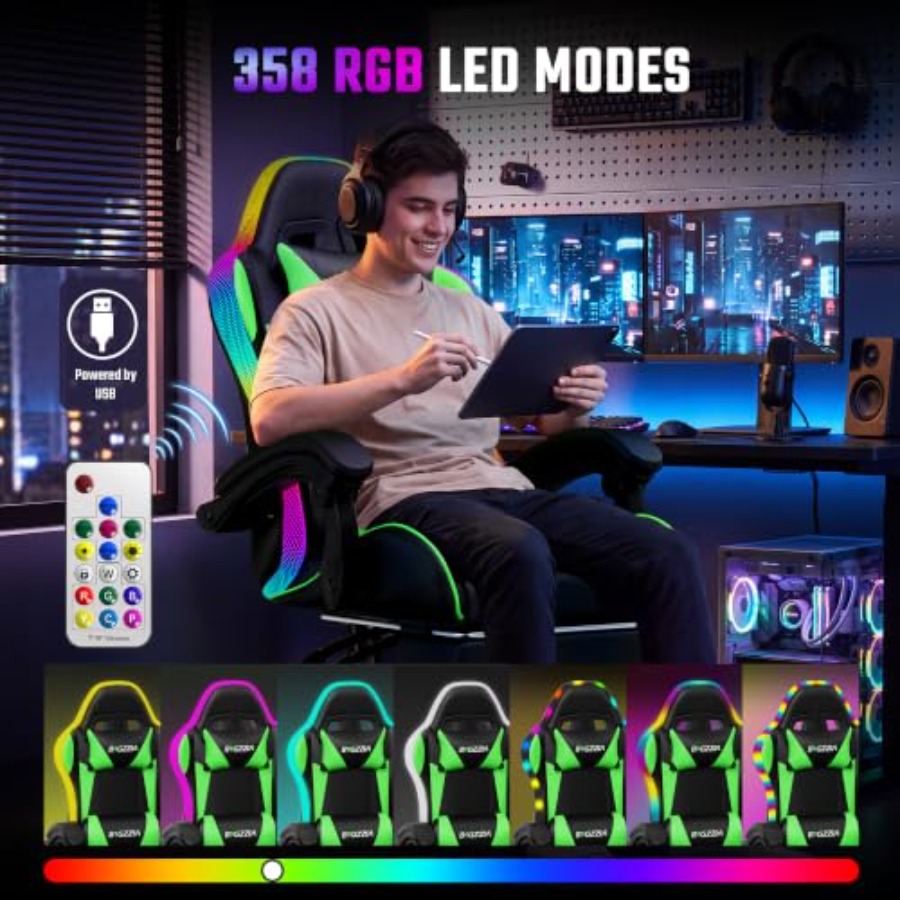 كرسي ألعاب RGB مع مسند للقدمين - مراجعة Massage وسعره